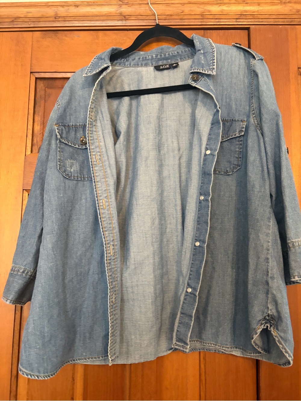 a.n.a Washed Light Blue Denim Button-Front Shirt